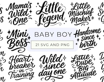 Baby Boy SVG PNG Bundle | Baby Boy Birth Announcement Cut File | Cute Baby Quotes svg | Newborn svg | Baby Shirt svg | Baby Boy Sayings
