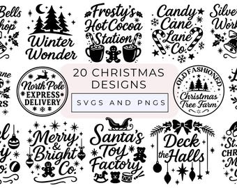 Christmas Quotes SVGs PNGs Bundle, Vintage Christmas Quote svg png Bundle, Christmas Baking Quotes, Christmas Designs For Cricut, Candy Cane