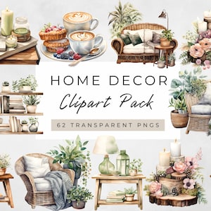 Home Decor Clipart,Interior Clipart, House Decor Clipart, Design Clipart PNG Graphics,Cozy Home Clipart,Commercial Use,Sublimation