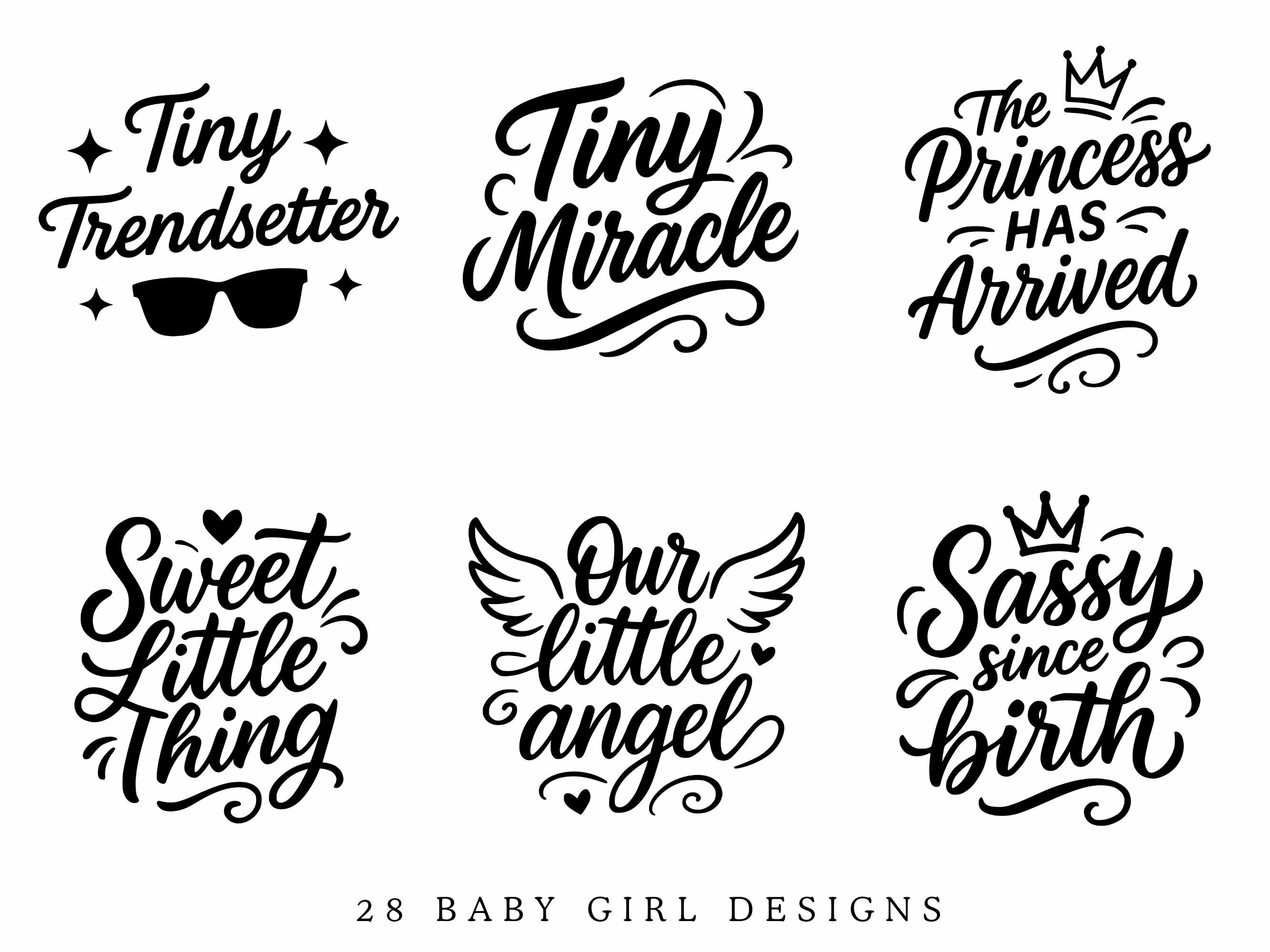 Baby Girl SVG PNG Bundle | Baby Girl Birth Announcement Cut File | Cute ...