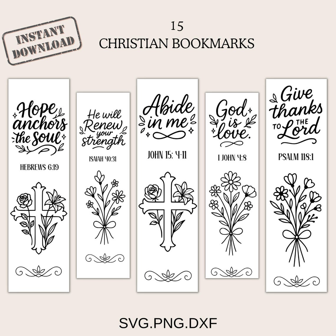 Christian Bookmarks SVG PNG Bundle, Christian Bookmark Cut File Svg ...