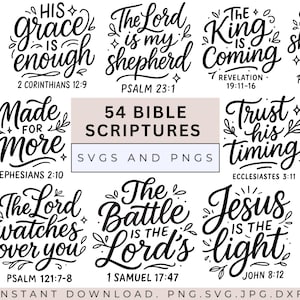 Bijbelschrift SVGs PNG's, Minimal Christian Quote SVG-bundel, Jezus Svg, Bijbel Print, religieuze citaten, Bijbelvers Svg Png, bestanden knippen Cricut DXF