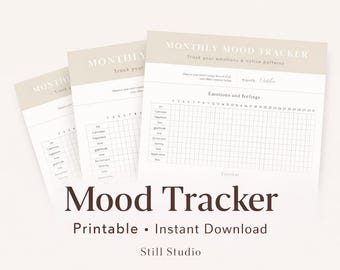 Monthly Mood Tracker Printable | Self Care Planner (Instant Download)