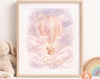 Watercolor Hot Air Balloon Nursery Print | Dreamy Baby Room Decor (Digital Download)