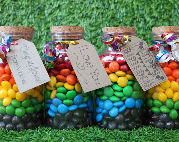 Featured listing image: Rainbow Lolly Chocolate Jar with Custom Tag Personalised