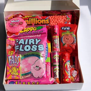 Grande boîte-cadeau de bonbons tout rose | Assortiment de sucettes roses | Jolies bonbons roses | Boîte cadeau rose | Cadeau panier de bonbons