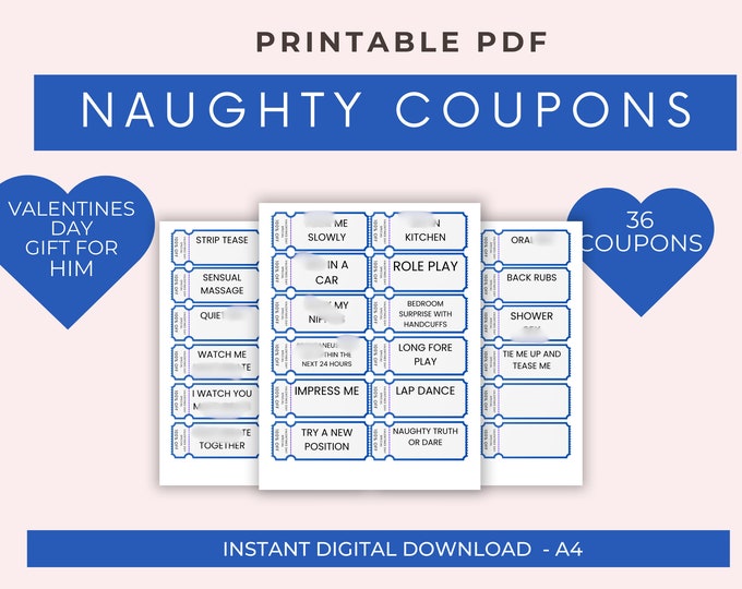 52 Printable Naughty Coupons, Naughty Coupon Book, Sex Coupons, Gifts for Him, Gifts for Her ...