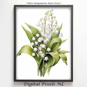 Birth Flower series May, Lily of the Valley bouquet, Wall Art Print, Digital Download | 24044