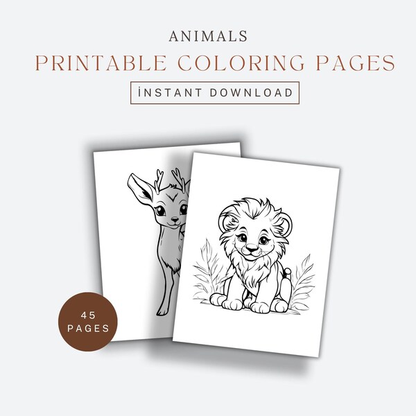 Coloring Page Printable Animals Etsy
