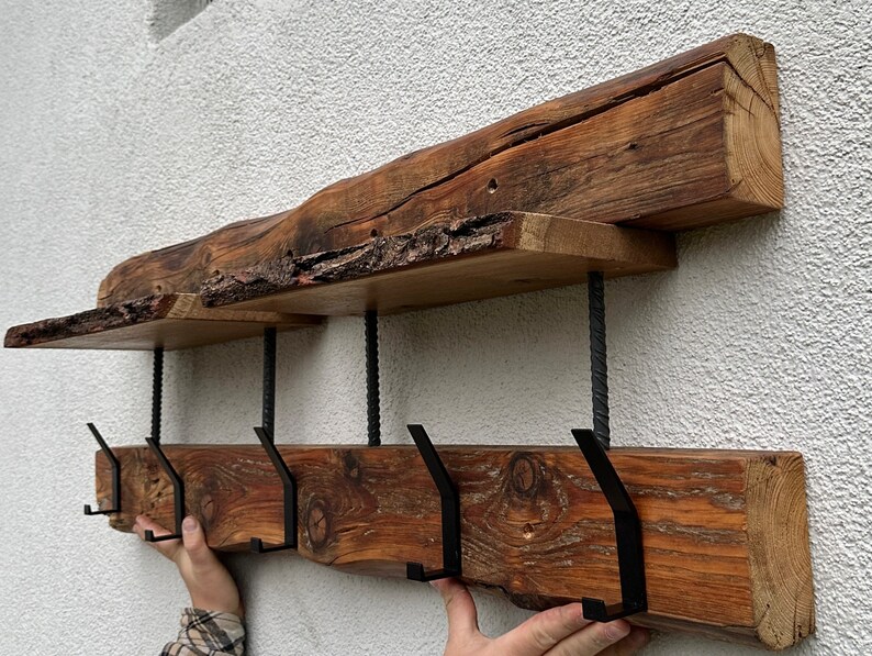 Wall Coat Rack Made From Old Barn Beams Etsy