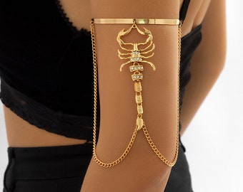 Minimalist Skorpion Armreif für Frauen, Arm Manschette für Frauen, Körperschmuck, Armschmuck, Armkette Armband, Armkette Geschenk, Geschenk für sie