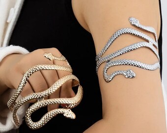 Minimalist Snake Arm Bracelet, Gold and Silver Arm Buff, Body Jewelry, Arm Cuff for Women, Arm Band Jewelry, Body Jewelry