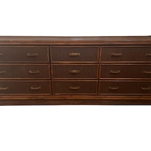 Vintage Rattan and Grasscloth Dresser -Brown Jordan***Shipping not free***