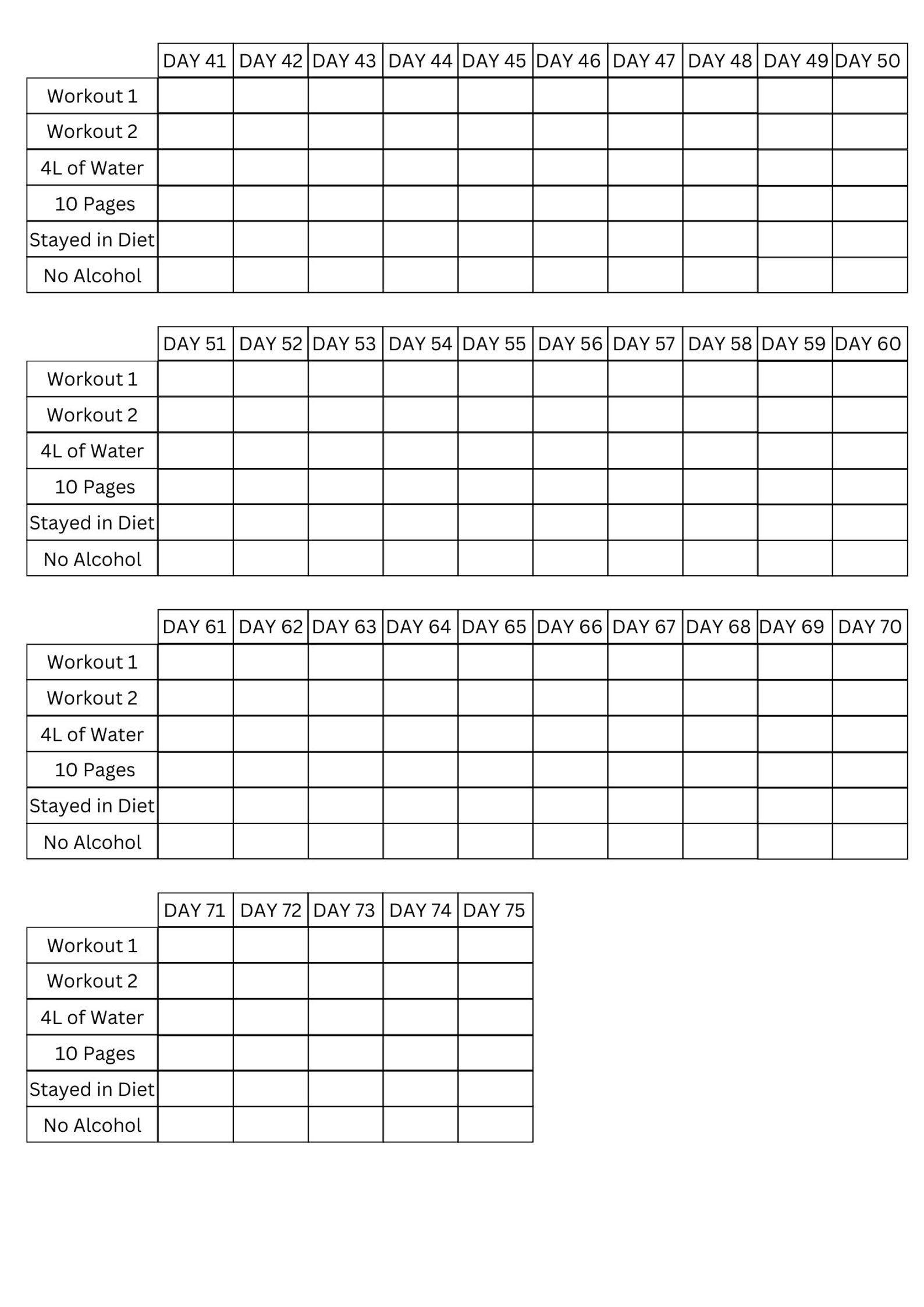 75 Hard Challenge Tracker - Etsy