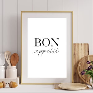 Bon Appetit Art Minimalist Art Print Kitchen Art Prints Decor Canvas Painting Modern Wall Art Printable Poster Wedding Gift Dining Room Wall