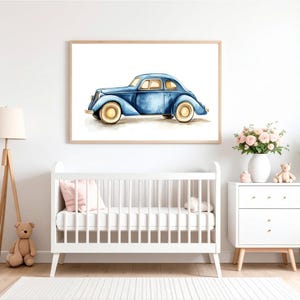 Vintage Car Wall Art – Printable Retro Car Poster for Kids Room or Nursery – Digital Download Retro Vehicle Decor