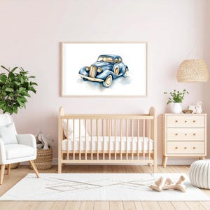 Vintage Car Wall Art – Printable Retro Car Poster for Kids Room or Nursery – Digital Download Retro Vehicle Decor
