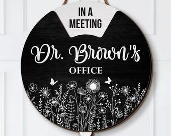 Custom Wildflower Office Rotating Wooden Sign: Work Status Indicator, Private Office, Home Office Signs