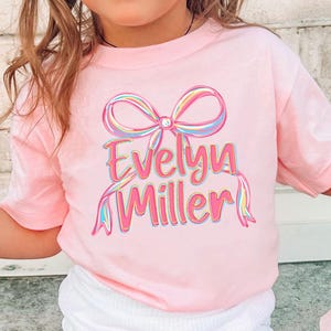 Personalized Back To School Kids Girl Shirt, Coquette Kids Name Toddler Shirt, Kindergarten Shirt, First Day Of School Kindergarten Outfit