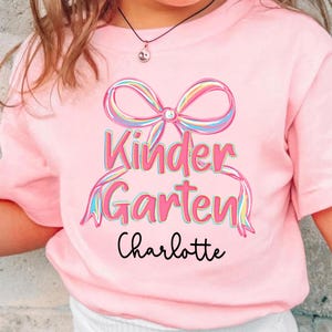 Personalized Back To School Kids Girl Shirt, Custom Coquette Kids Name Kindergarten Toddler Shirt, First Day Of School Kindergarten Outfit