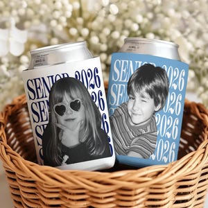 Personalized Senior 2026 Childhood Photo Can Cooler, Custom Photo Graduation 2026 Can Cooler, Senior Night Favors, Graduation Party Supplies