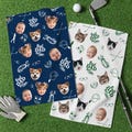 Personalized Kids Photo Golf Towel for Dad, Pet Photo Towel, Best Dad By Par Towel, Fathers Day Gift for Golf Dad