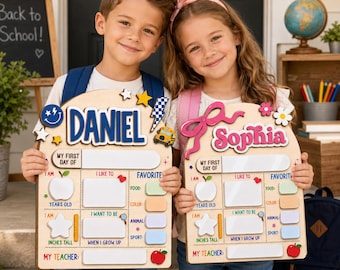 Custom First Day of School Sign, First and Last Day School Board, Preschool Kindergarten Photo Prop, Reusable Dry Erase Back to School Sign