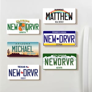 Personalized 2-Layered Acrylic License Plate Fridge Magnet: Custom New Driver Gift