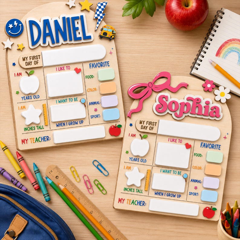 Custom First Day of School Sign, First and Last Day School Board, Preschool Kindergarten Photo Prop, Reusable Dry Erase Back to School Sign image 12