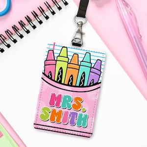 Custom Name Teacher Leather ID Card Holder: Personalized End Of School Teacher Gift, Teacher Appreciation Gifts image 17