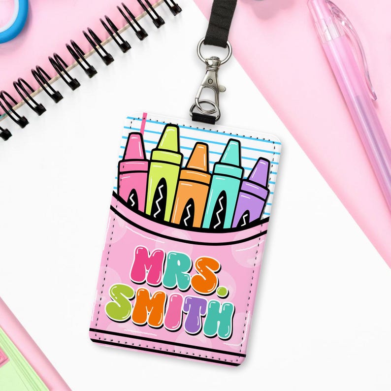 Custom Name Teacher Leather ID Card Holder: Personalized End Of School Teacher Gift, Teacher Appreciation Gifts image 17