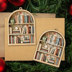 Custom Book Ornament: Personalized Bookshelf Ornament, Bookish Gifts, Gifts for Book Lovers, Christmas Book Lover Gift bild 7
