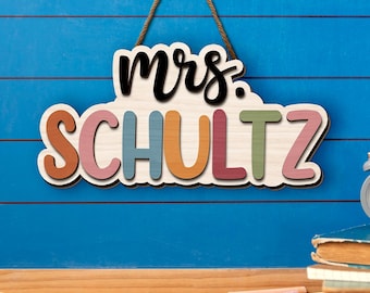 Personalized Teacher Name Door Sign, Custom Teacher Door Hanger, Teacher Appreciation Gift, Back To School Gift for Teacher, Classroom Decor