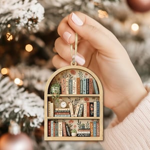 Custom Book Ornament: Personalized Bookshelf Ornament, Bookish Gifts, Gifts for Book Lovers, Christmas Book Lover Gift bild 6