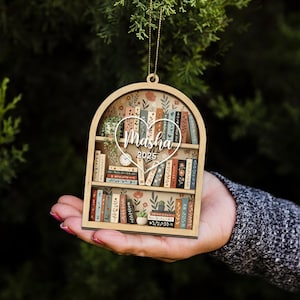 Custom Book Ornament: Personalized Bookshelf Ornament, Bookish Gifts, Gifts for Book Lovers, Christmas Book Lover Gift 1 Layer Ornament