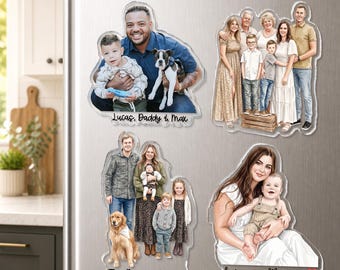 Personalized Watercolor Portrait from Photo Family Magnet, Custom Family Photo Magnet, Family Keepsake Gift, Grandparents Gifts from Kids
