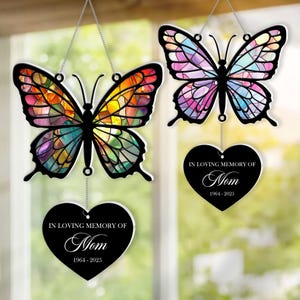 Personalized Memorial Gift, Custom Memorial Butterfly Suncatcher, Loss Of Mom Gift, Loss Of Grandma Gift, Christmas Memorial Keepsake Gifts