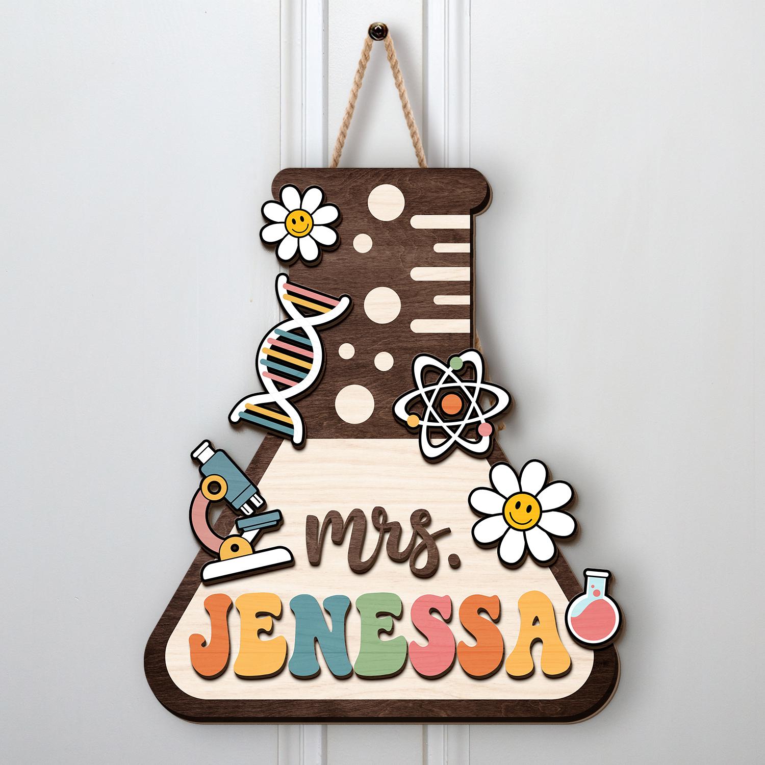 Personalized Chemistry Teacher Door Hanger, Custom 3D Science Teacher ...