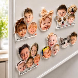 Personalized Acrylic Kids and Pets Faces Magnets: Custom Baby Face Photo Magnet