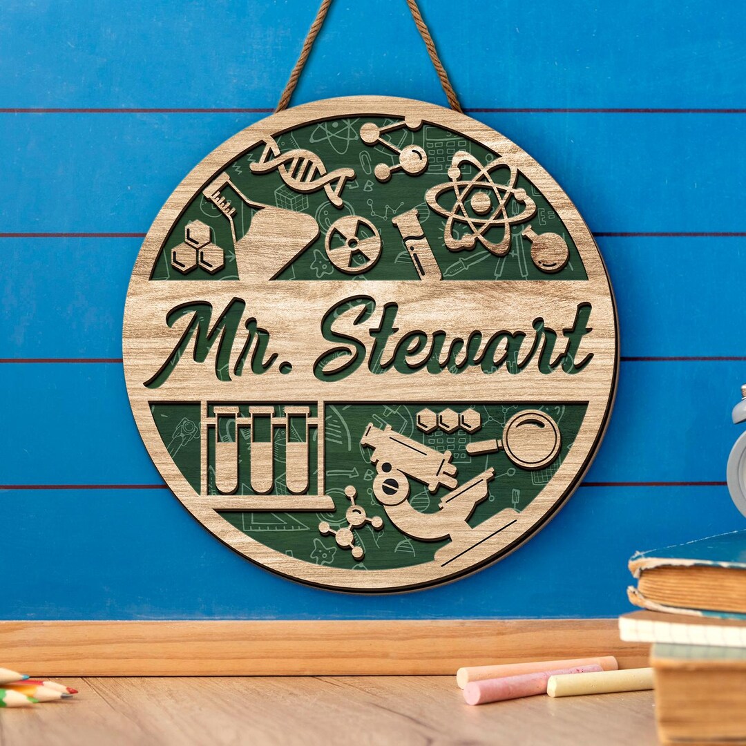 Personalized Science Teacher Door Sign: 3D Classroom Decor, Teacher ...