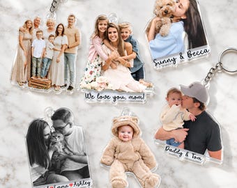 Custom Photo Keychain, Personalized Picture Keychain, Acrylic Keychain, Christmas Gifts