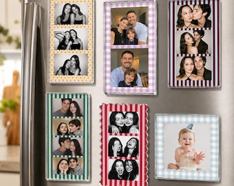 Personalized Strip Photobooth Acrylic Magnet, Custom Couples Photo Magnet, Besties Photo Magnet, Family Photo Magnet, Kids Photo Magnet