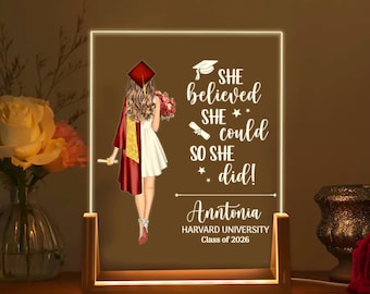 Personalized Girls Graduation Night Light, Class Of 2026 Gift Ideas, Senior 2026 Graduation Acrylic Plaque, Graduation Gifts for Her