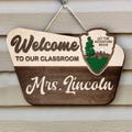 Custom Teacher National Park Door Sign, Personalized Back To School Teacher Gift, Adventure Teacher Welcome Door Hanger, Classroom Decor