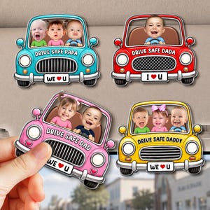 Personalized Kids Photo Car Visor Clip, Drive Safe Daddy Visor Clip, Custom Baby Face Drive Car Gift for Dad Grandpa, Funny Fathers Day Gift