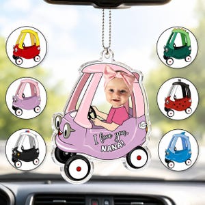 Personalized Kids Face Car Hanging: Custom Baby Photo Acrylic Car Hanger, Drive Safe Mommy Car Ornament