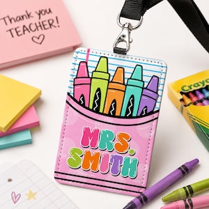 Custom Name Teacher Leather ID Card Holder: Personalized End Of School Teacher Gift, Teacher Appreciation Gifts image 14