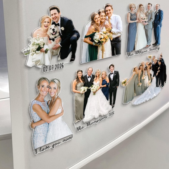 Personalized Wedding Family Photo Magnet: Wedding Favor Magnets, Wedding Gifts for Guests