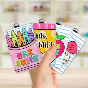 Custom Name Teacher Leather ID Card Holder: Personalized End Of School Teacher Gift, Teacher Appreciation Gifts image 13