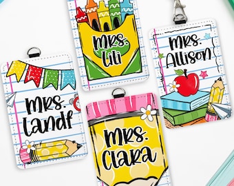Portatarjetas de identificación para lápices de profesor con nombre personalizado: Accesorios de cordón de cuero, regalo de fin de curso para profesores, regalos de agradecimiento para profesores